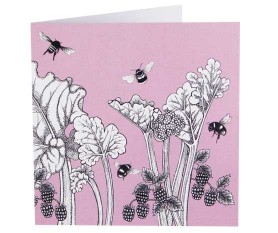 Rhubarb & Raspberry Greeting Card 